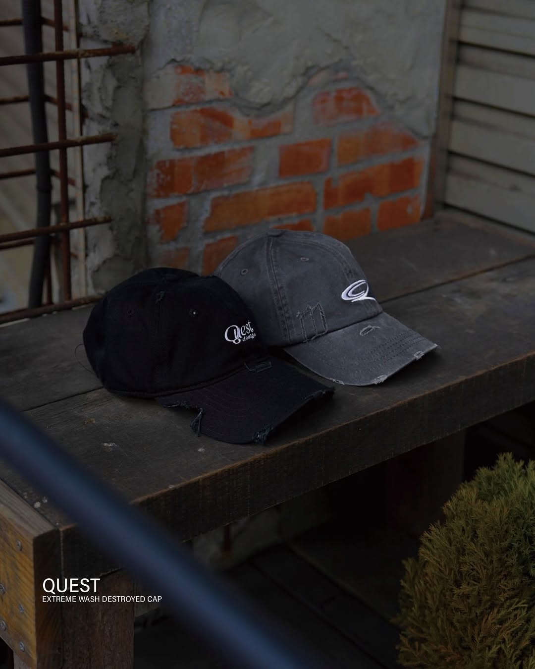 QUEST BASIC LOGO DESTROYED CAP (QUEST) 破壞老帽