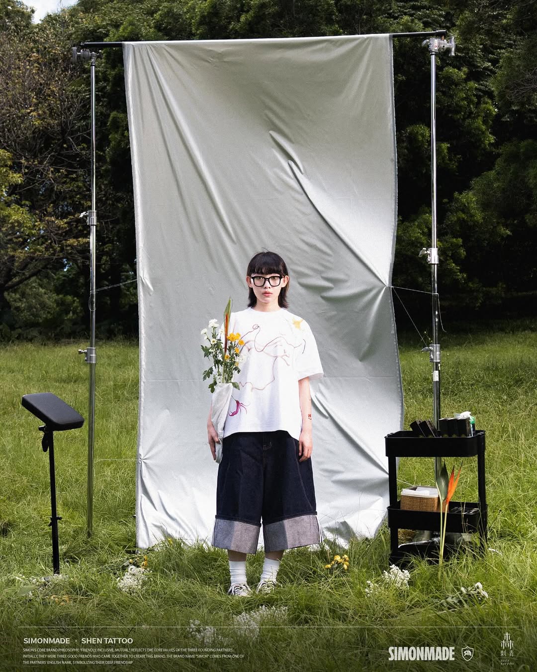 SIMON MADE shen-002 FLORAL PATH(花之軌跡)SORONA 涼感 短T