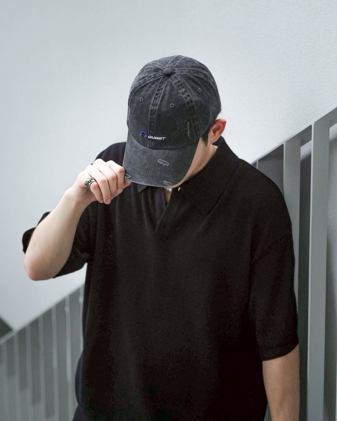 QUEST WASH LOGO DESTROYED CAP 水洗破壞老帽