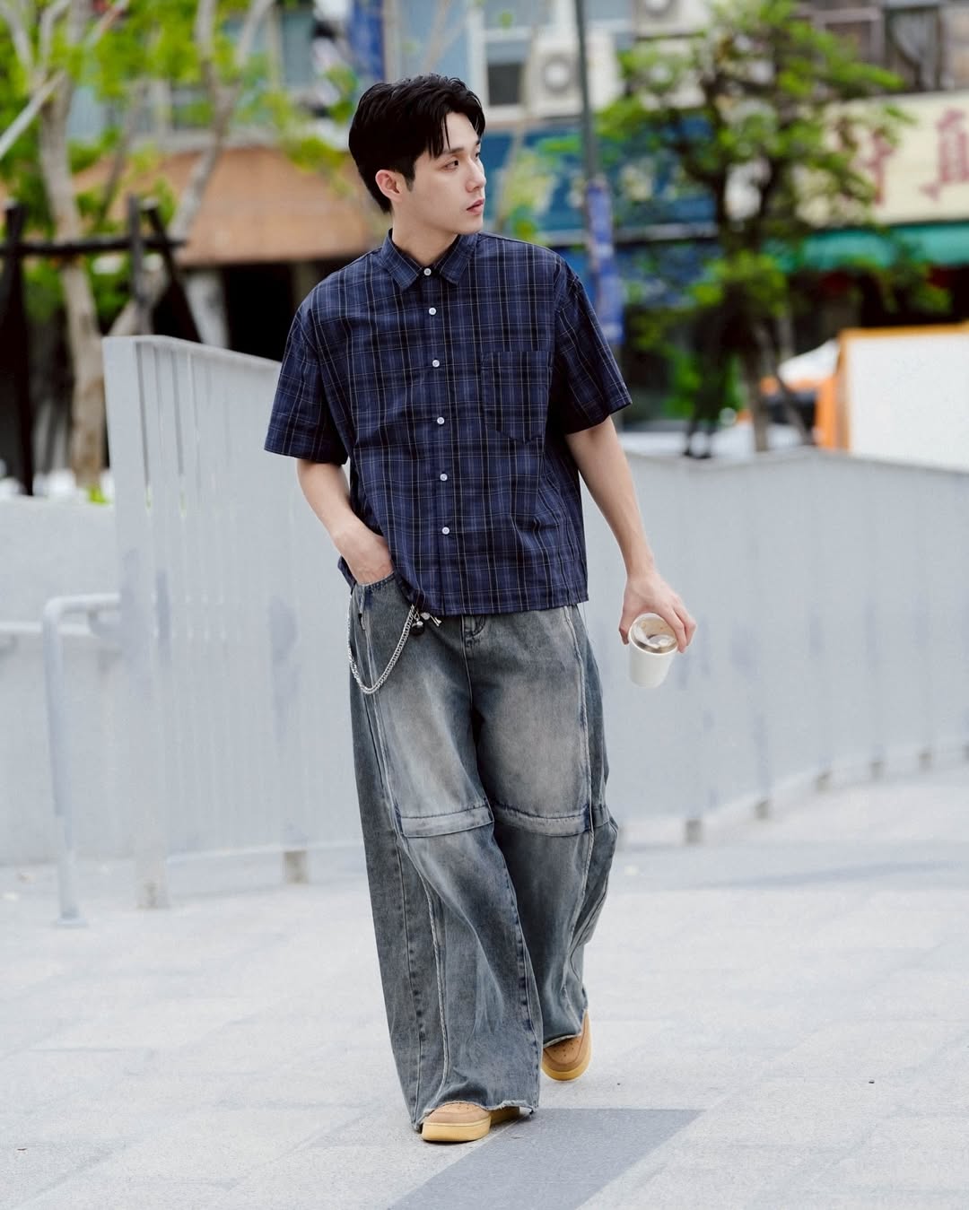 QUEST Boxy Fit Plaid Shirt|格紋短版襯衫