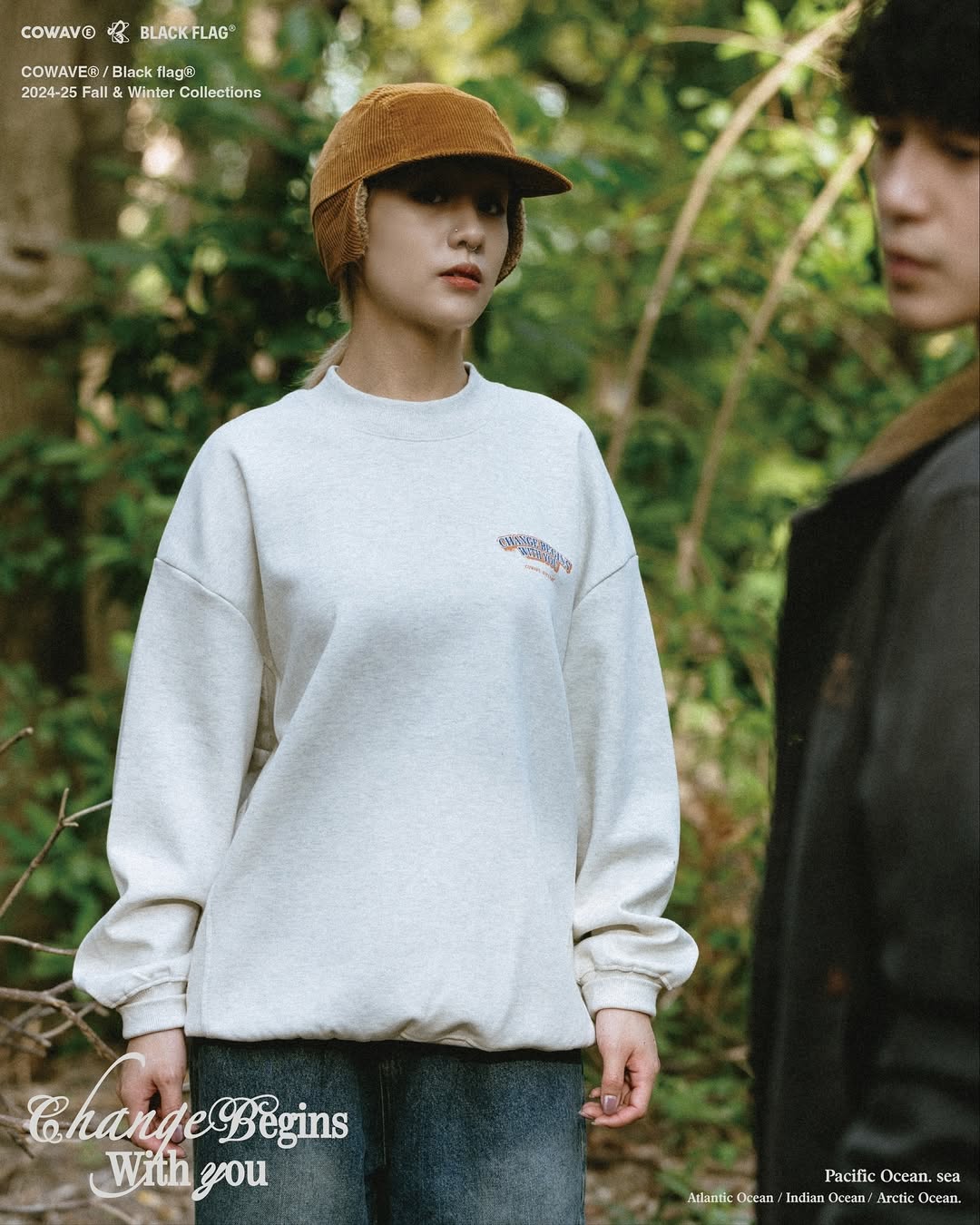 COWAVE® / Black flag® 2024-25 Fall & Winter With Slogans Sweatshirt