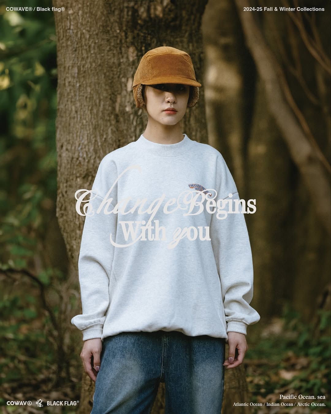 COWAVE® / Black flag® 2024-25 Fall & Winter With Slogans Sweatshirt