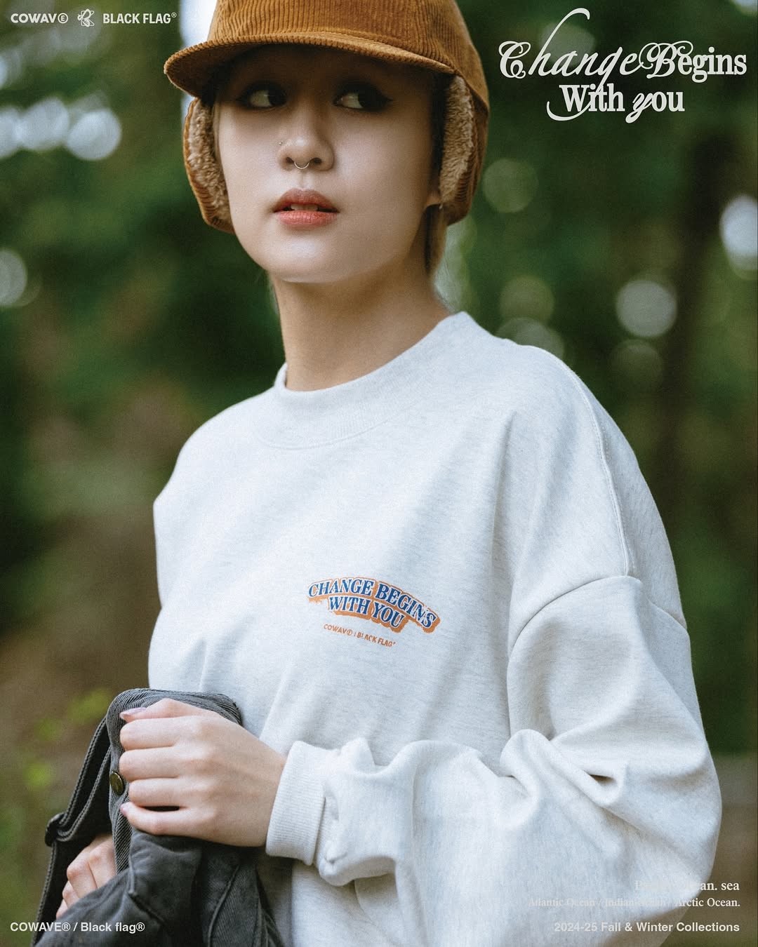 COWAVE® / Black flag® 2024-25 Fall & Winter With Slogans Sweatshirt