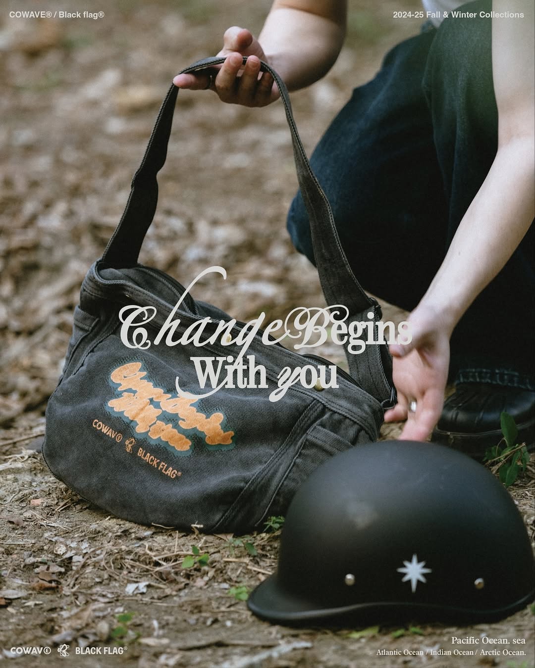 COWAVE® / Black flag® 2024-25 Fall & Winter Wash Newsboy Bag