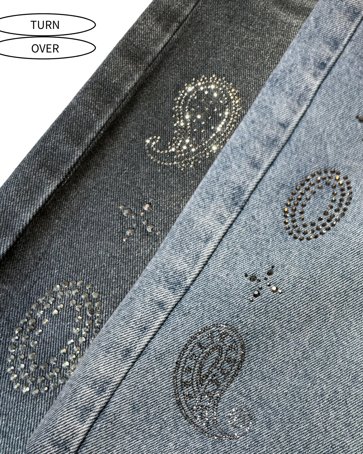 TURNOVER 2025SS CASHEW FLOWER JEANS
“25SS-S2 腰果花閃鑽牛仔褲”