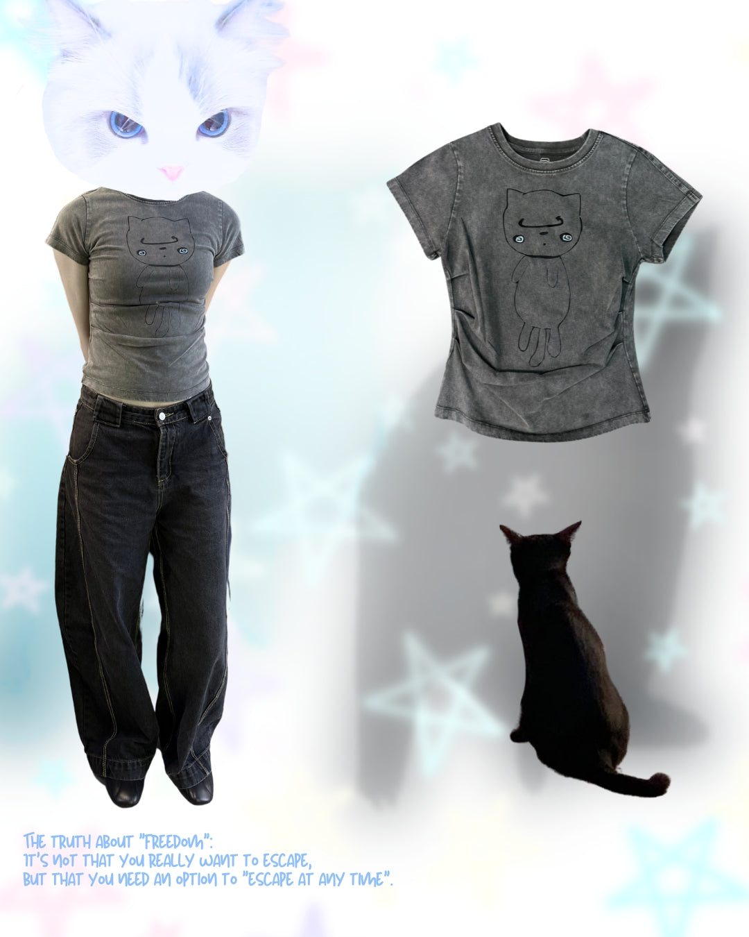 TURNOVER 2025SS Runaway Kitten TEE
“25SSWT14 出走半日貓TEE”