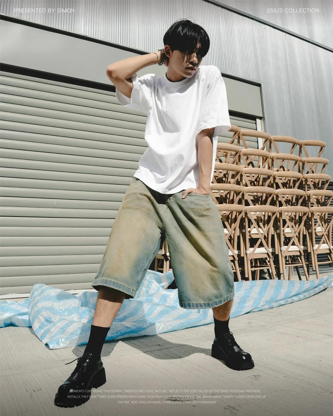 SIMON MADE TS-2405 VINTAGE 基礎 寬短 破壞 BOXY 短T