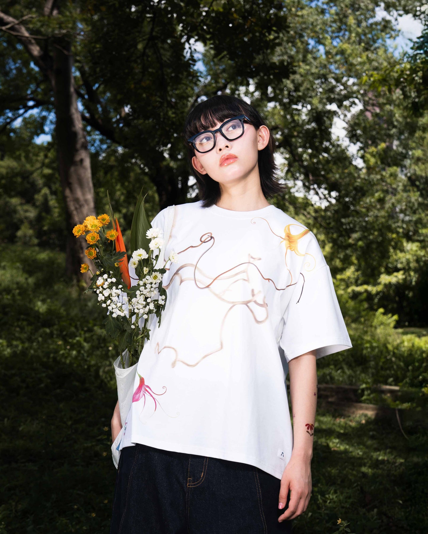 SIMON MADE shen-002 FLORAL PATH(花之軌跡)SORONA 涼感 短T