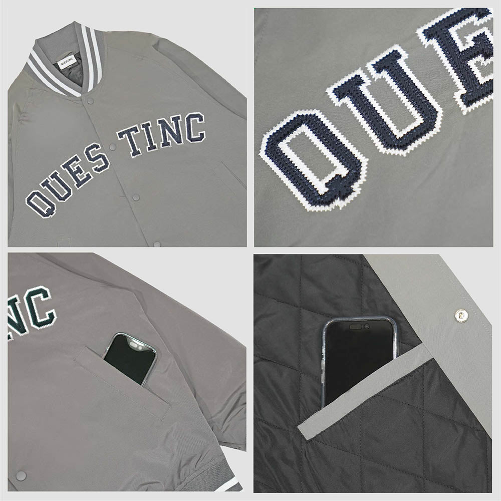 【QUEST】COLLEGE LOGO BASEBALL JACKET - 大學字體棒球外套