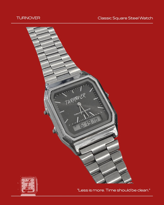 TURNOVER WATCH 經典方形鋼表
