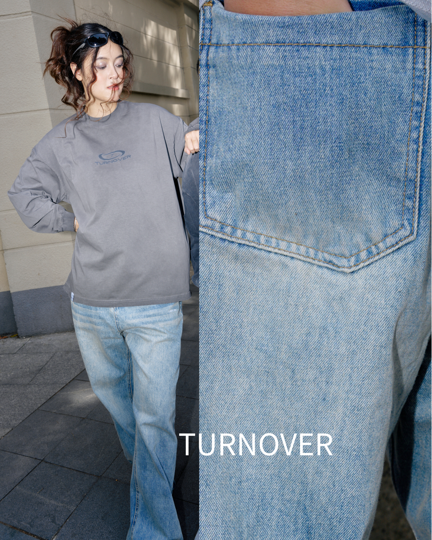 TURNOVER WIDE-LEG JEANS