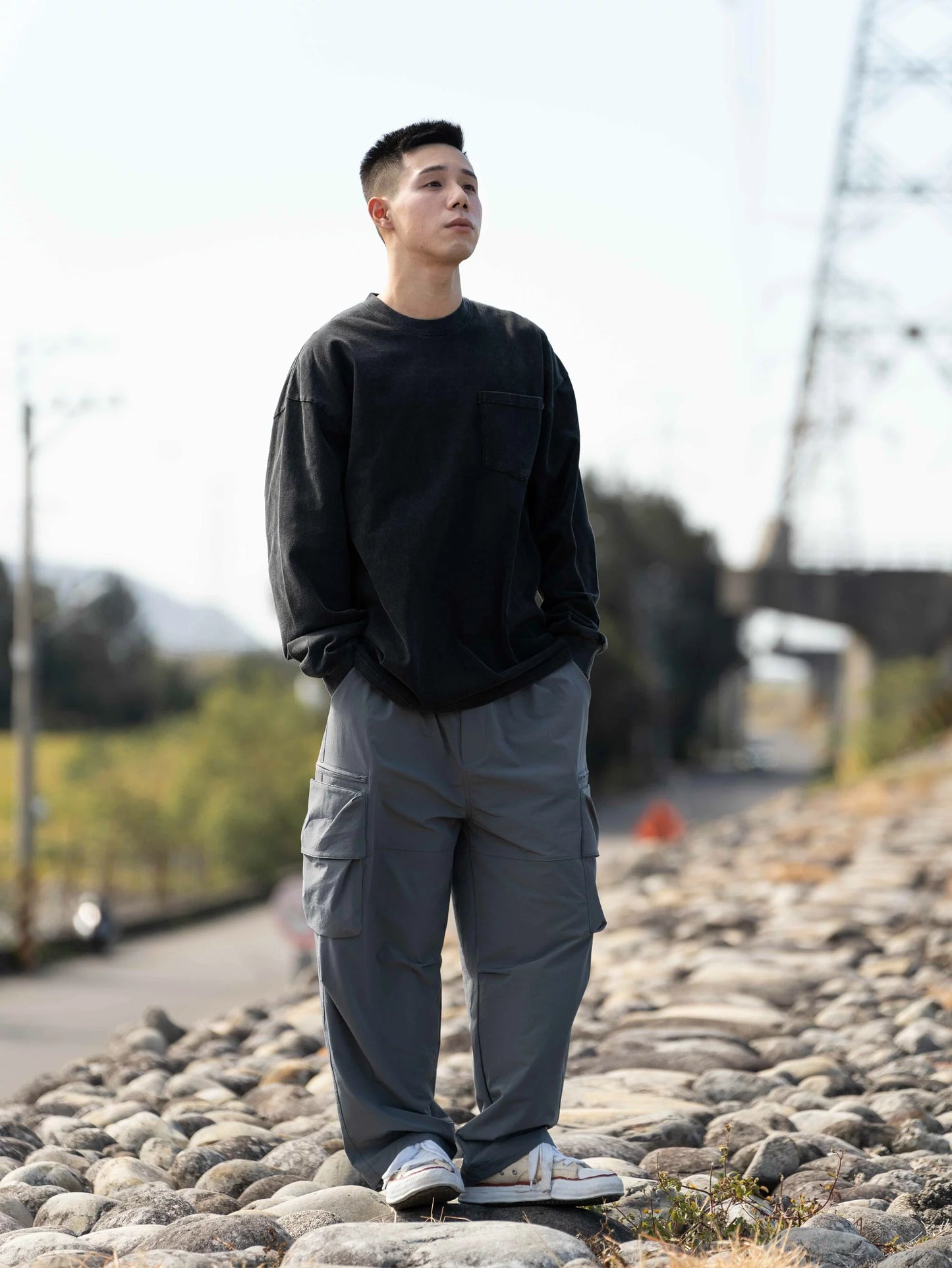 SIMON MADE BC-002 日式 錐形 仿棉尼龍 側兩邊 大口袋 city boy 寬鬆 尼龍 長褲