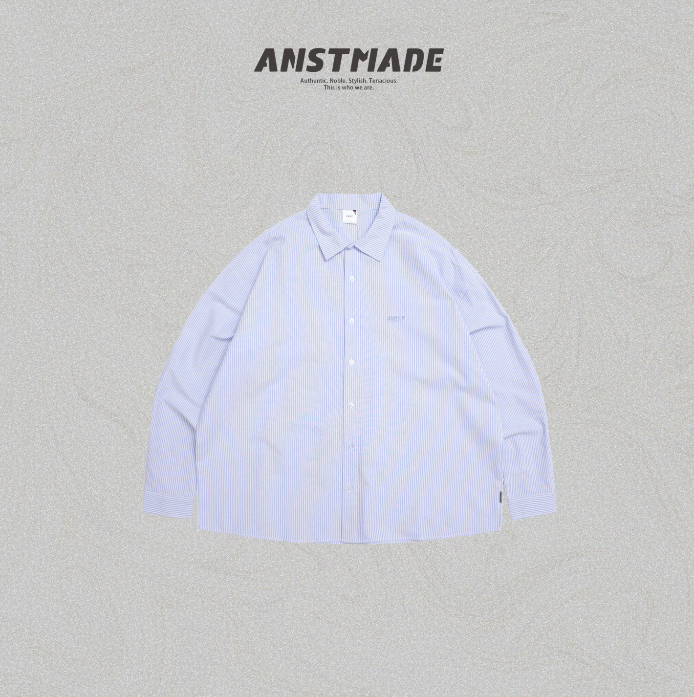 ANST 刺繡條紋長袖襯衫882545