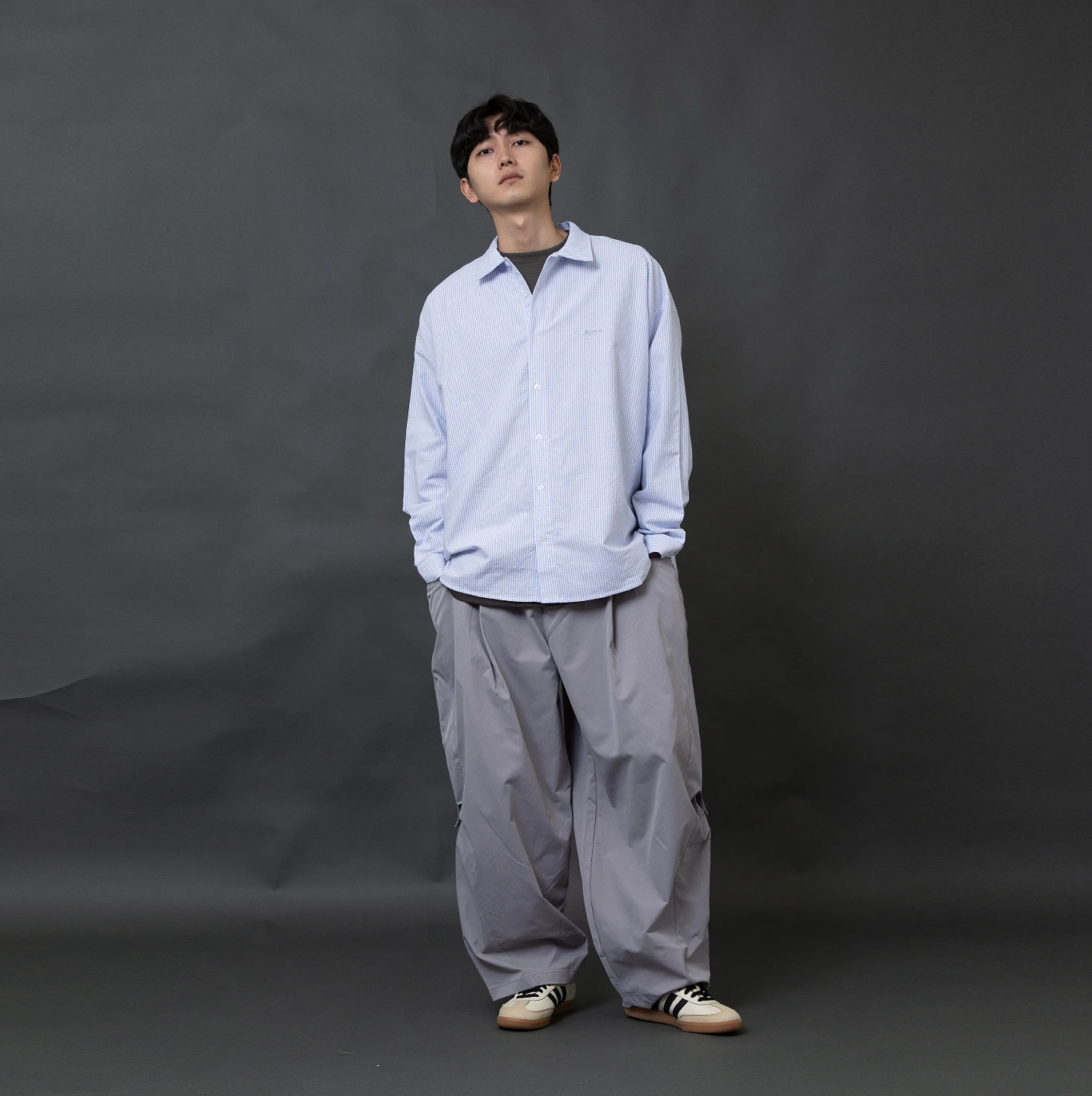 ANST 刺繡條紋長袖襯衫882545