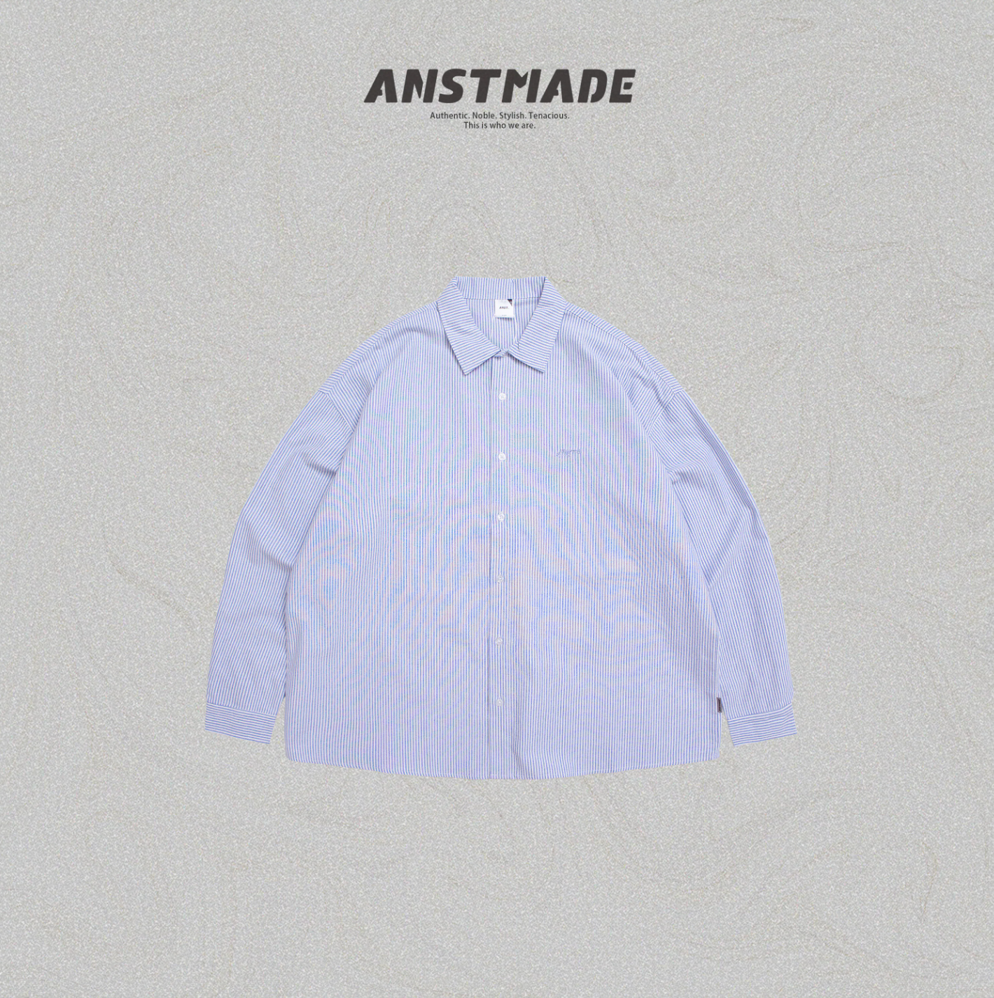 ANST 刺繡條紋長袖襯衫882545