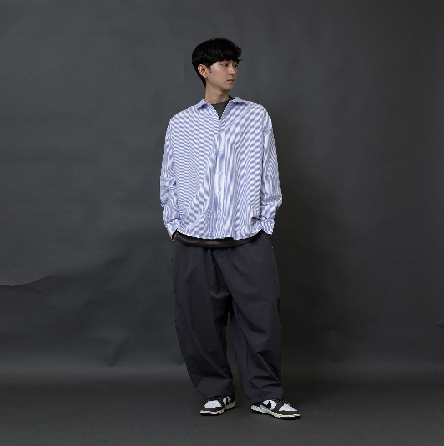 ANST 刺繡條紋長袖襯衫882545