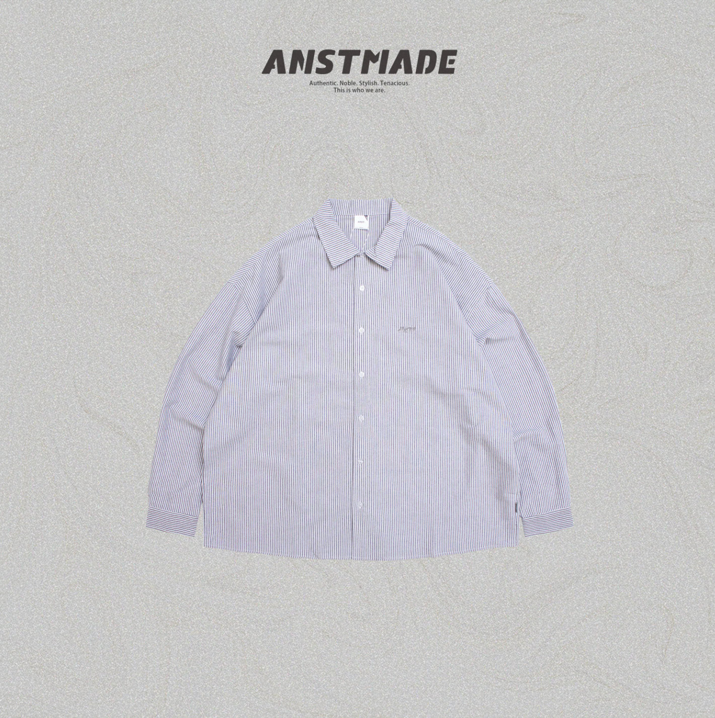 ANST 刺繡條紋長袖襯衫882545