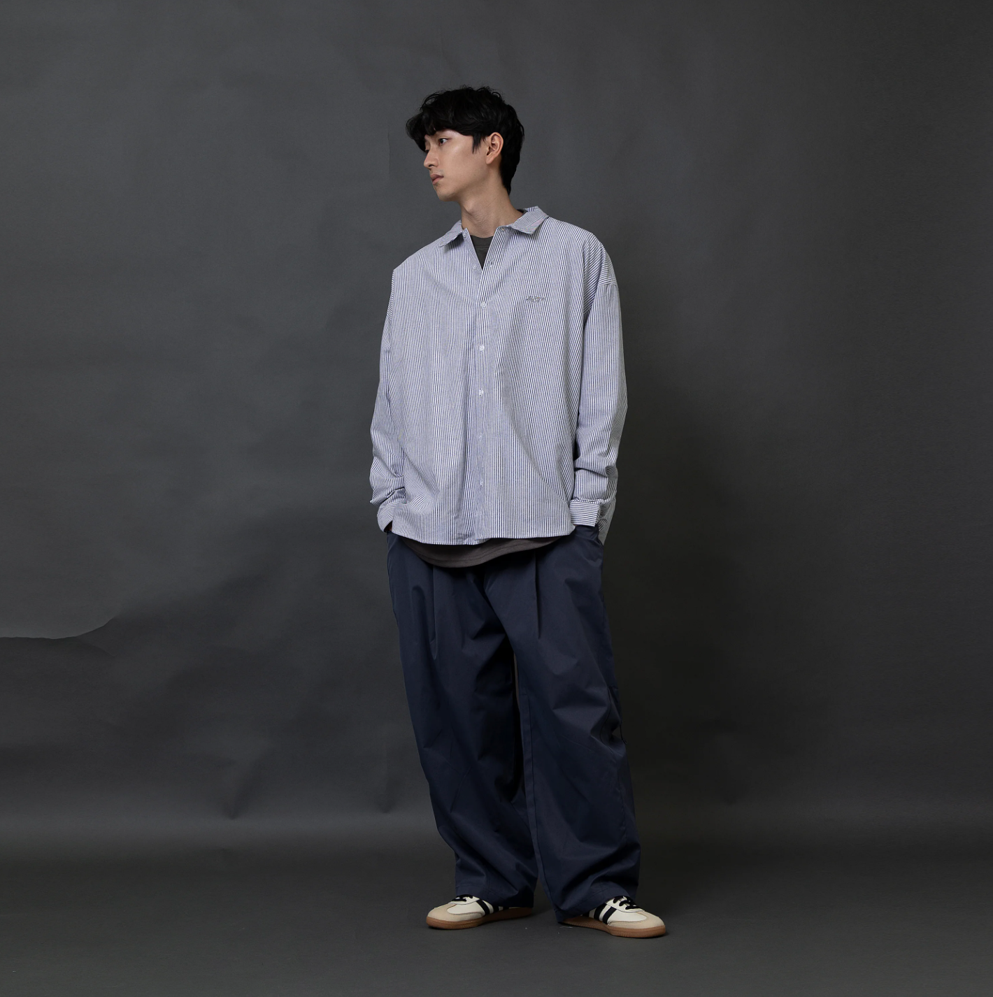 ANST 刺繡條紋長袖襯衫882545