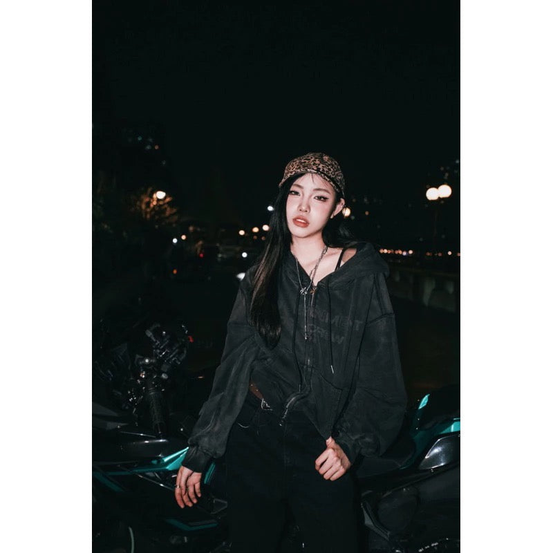 DCM 水洗 刷破 字母 外套 连帽外套 短版 DCM-L25