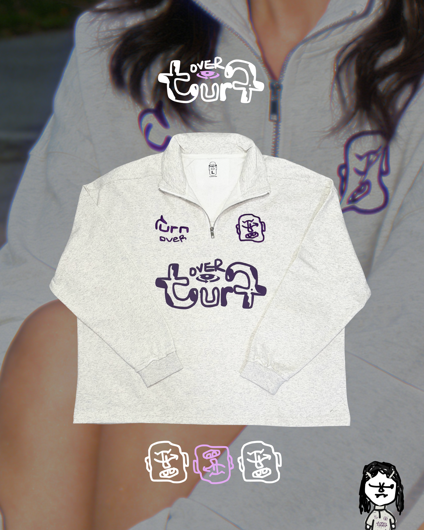 TURNOVER 2025AW Half-Sweet  “25AW-LH20 半糖・半拉鍊衛衣”