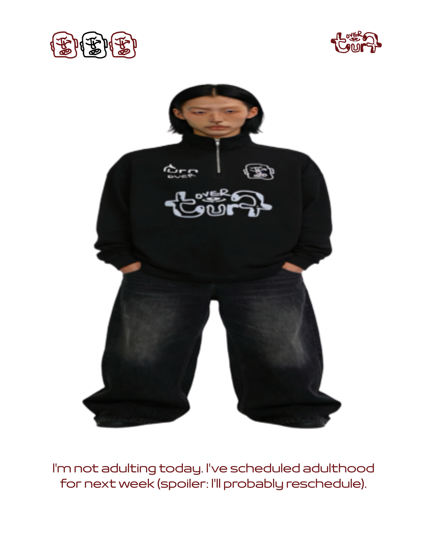 TURNOVER 2025AW Half-Sweet  “25AW-LH20 半糖・半拉鍊衛衣”