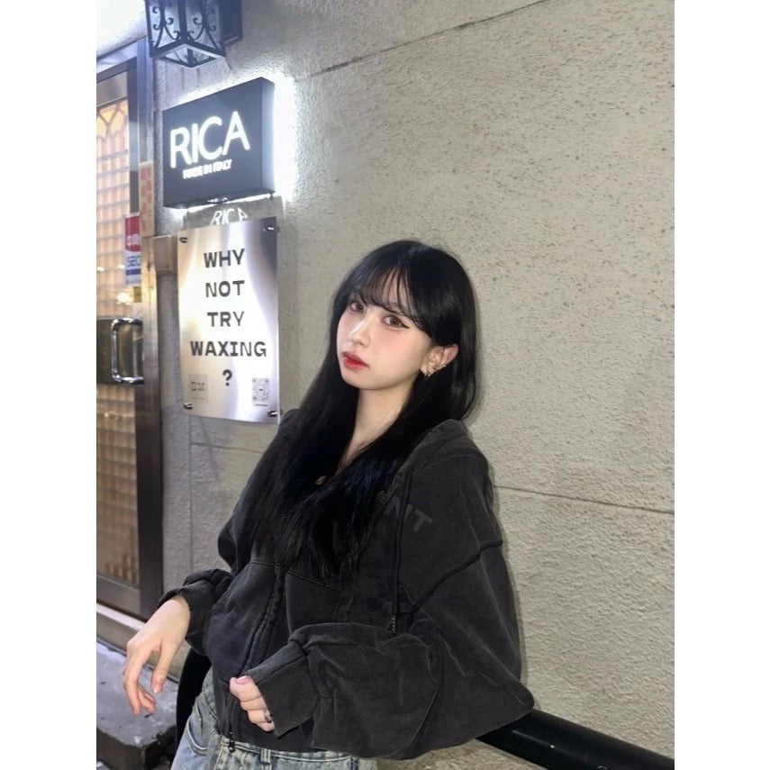 DCM 水洗 刷破 字母 外套 连帽外套 短版 DCM-L25