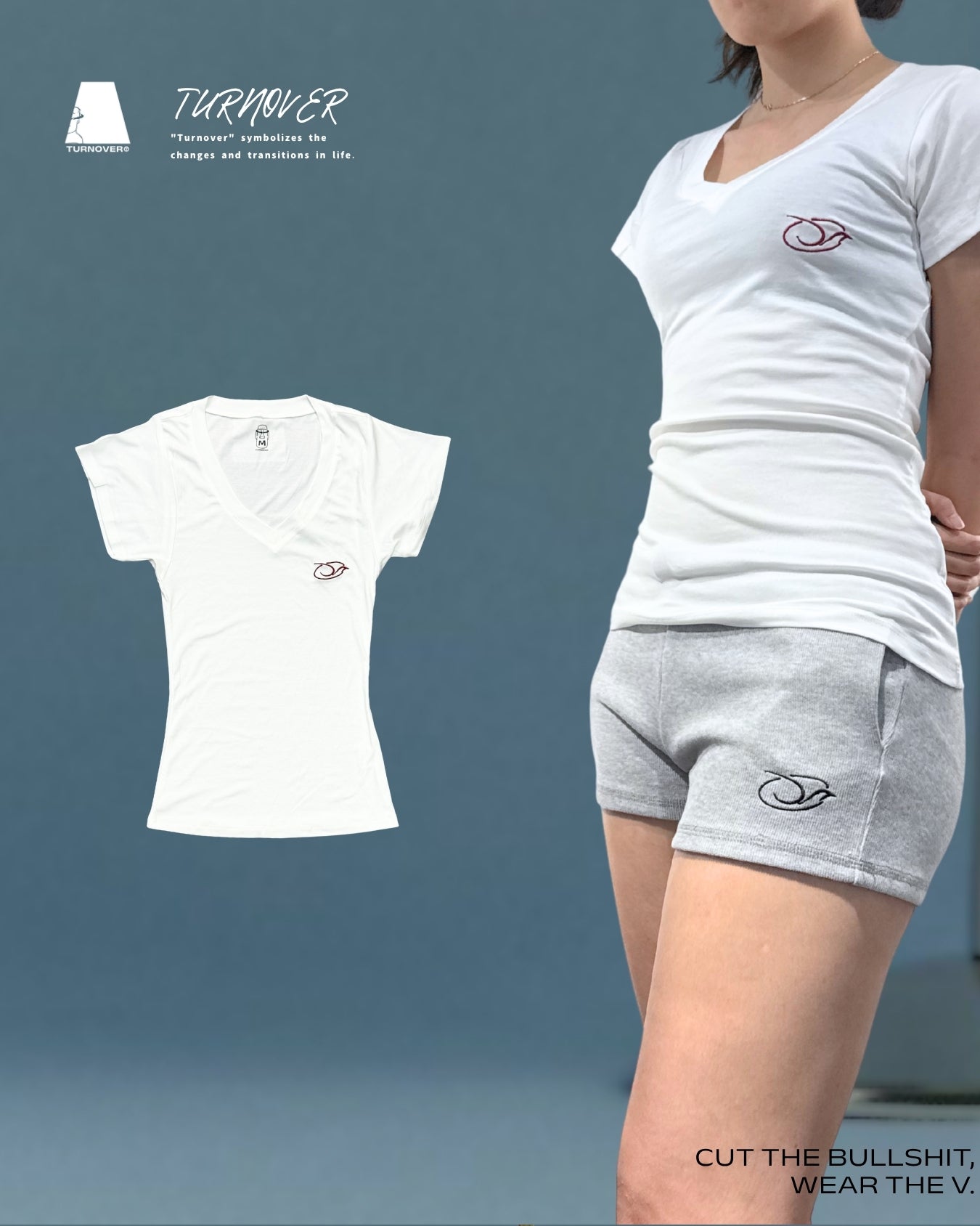 TURNOVER 2025SS V-neck Women's “25SSWT18 少廢話，穿V領 ”