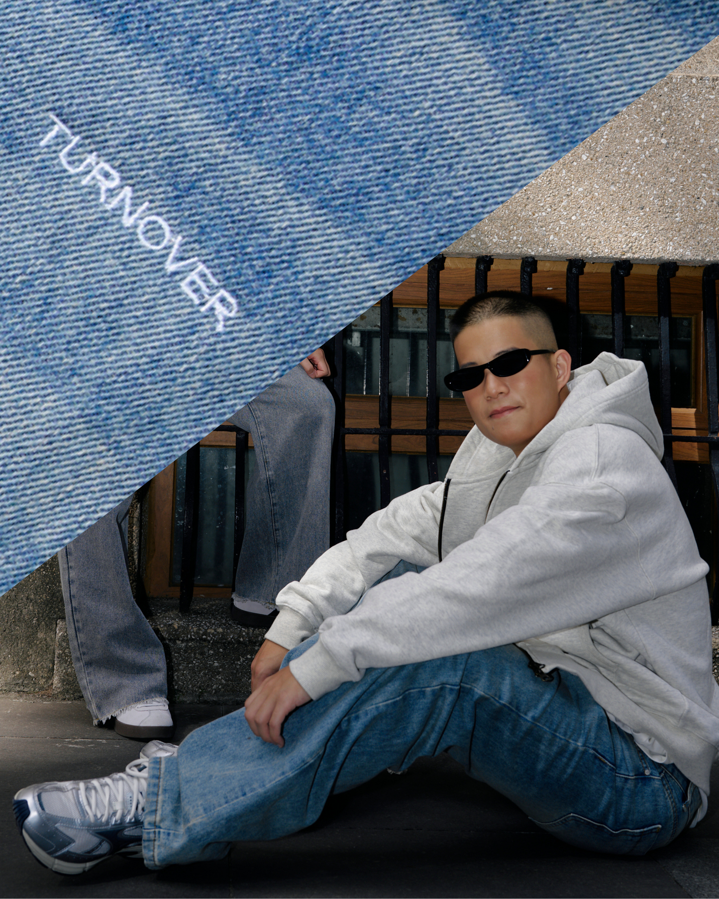 TURNOVER WIDE-LEG JEANS