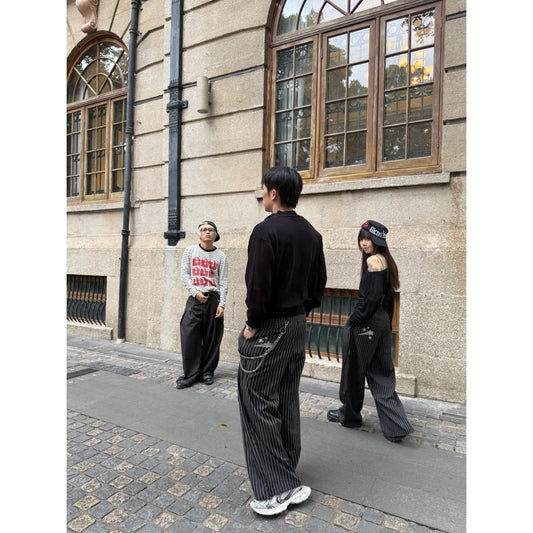 DCM 寬褲 西裝褲 格紋 條紋 褶皺 星星 彎刀褲 條紋褲 DCM-P12