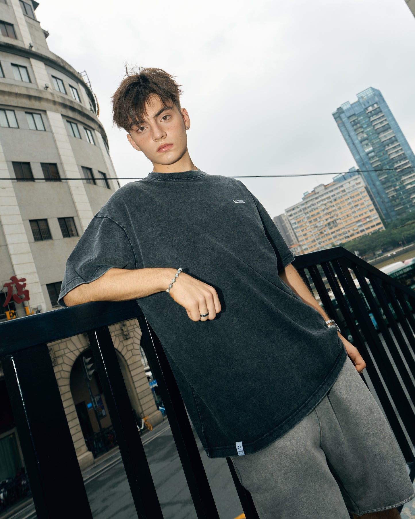 TURNOVER WASHED DRAWSTRING COTTON SHORTS