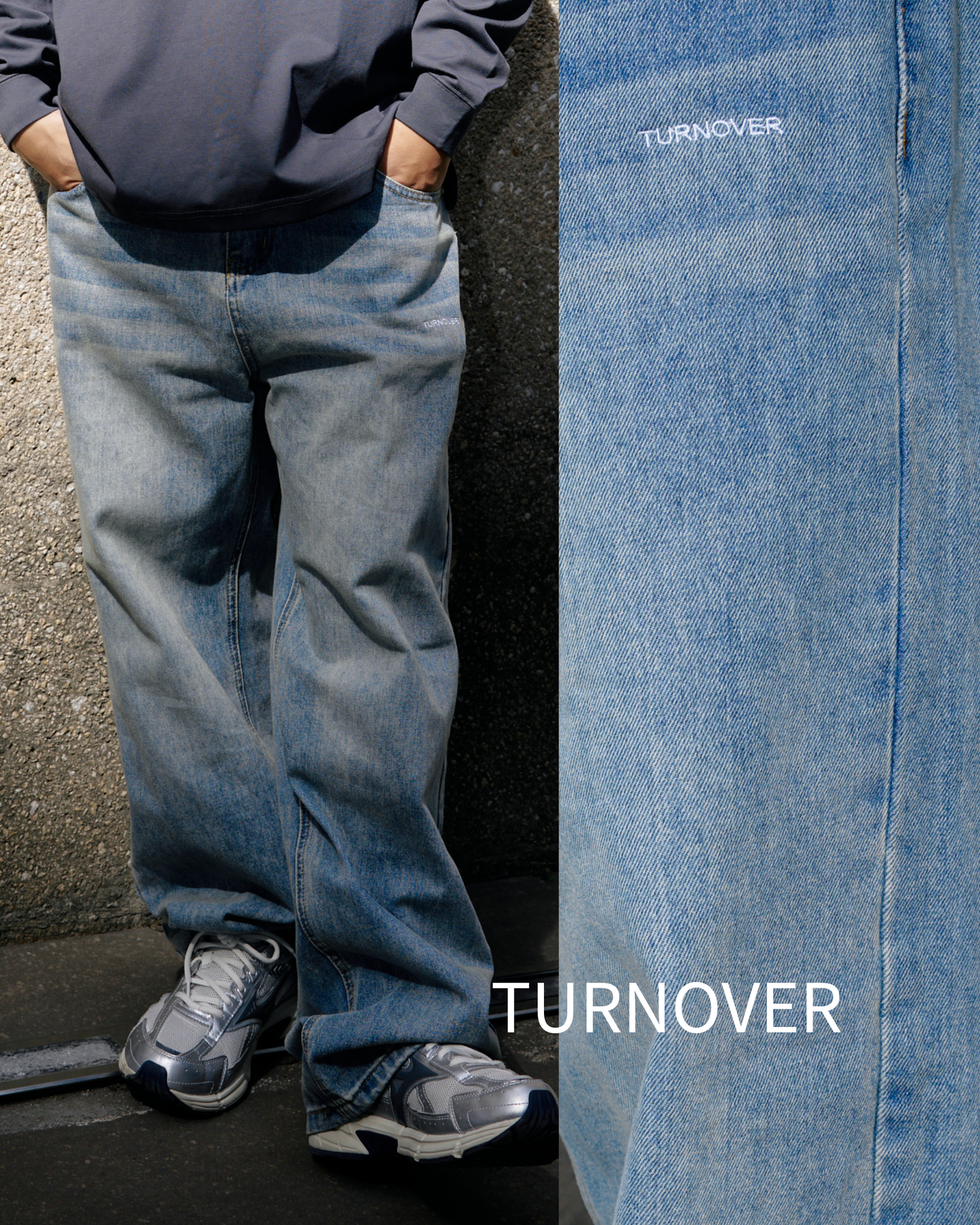 TURNOVER WIDE-LEG JEANS