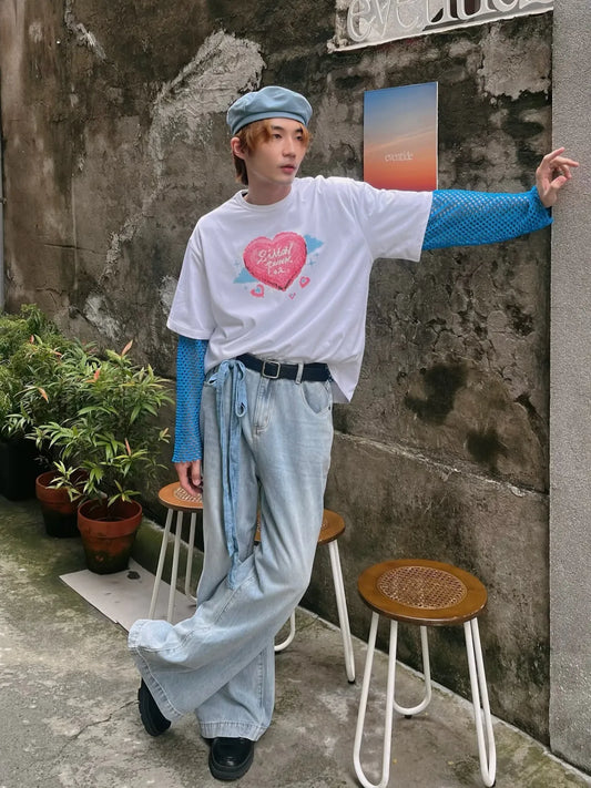 SIMON PUNK Project-SS25-T03 數位 愛心 雲朵 OS TEE
