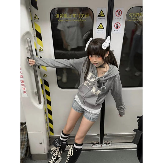 DCM 美式 復古 字母 條紋 星星 連帽外套 DCM-W75