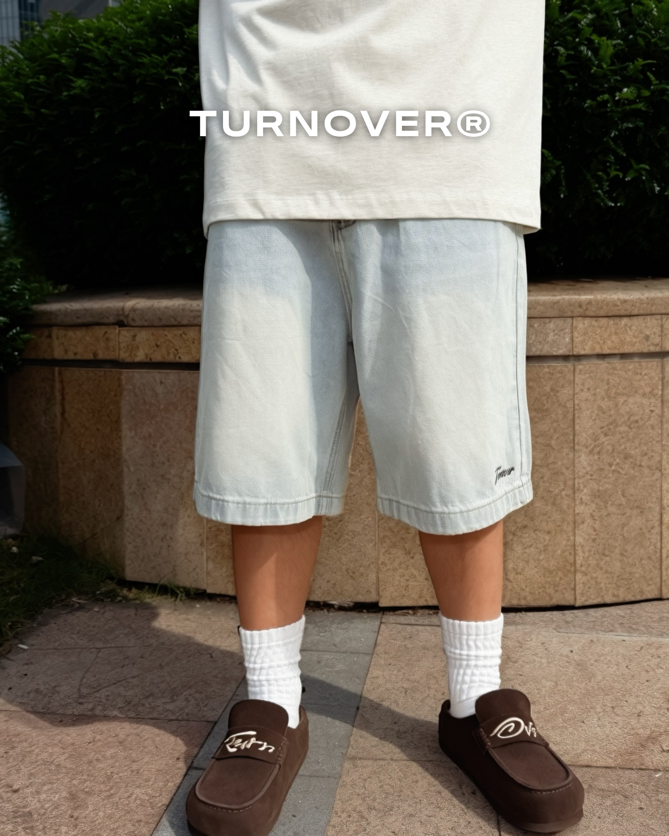 TURNOVER午夜白光・六分牛仔褲
