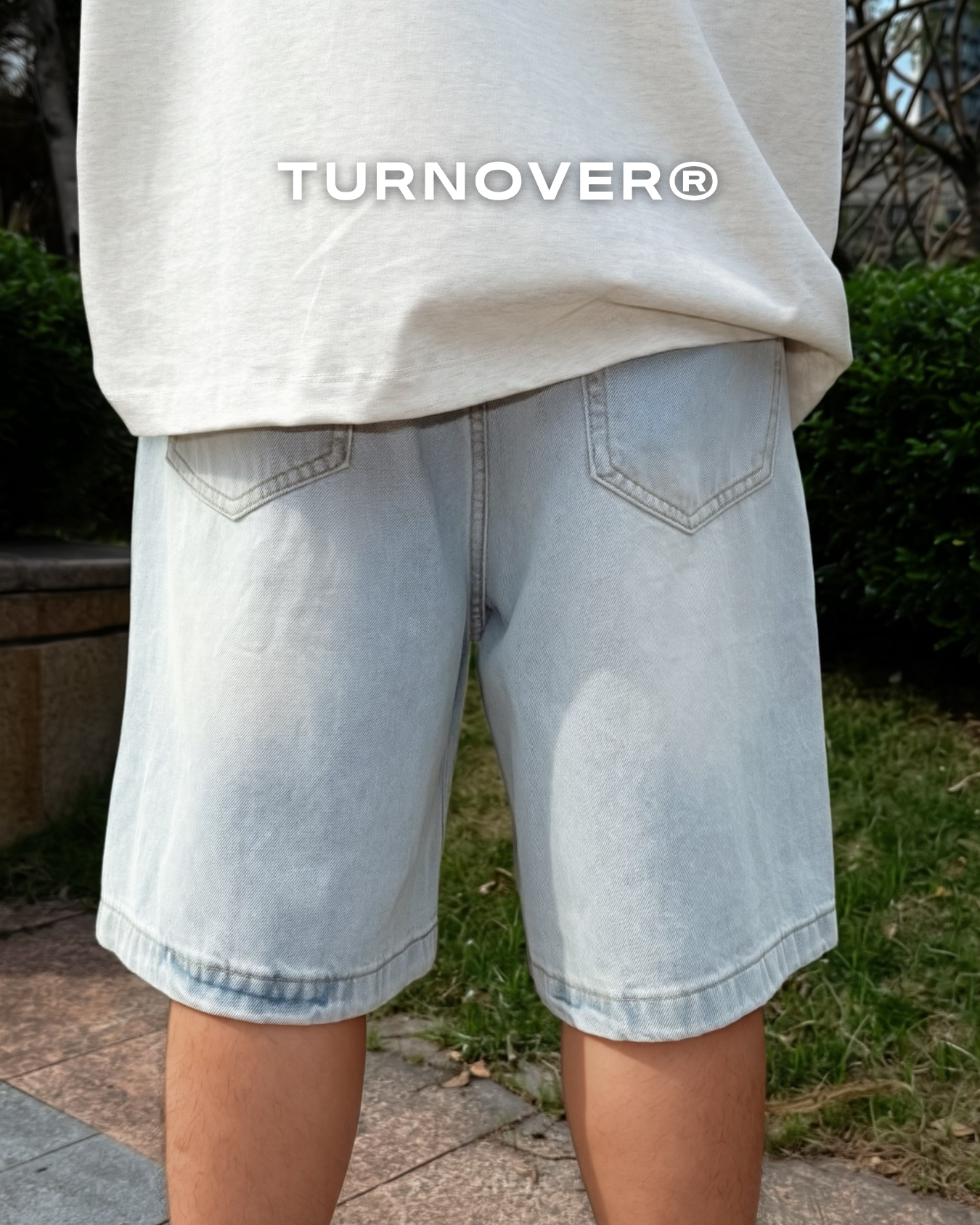 TURNOVER午夜白光・六分牛仔褲
