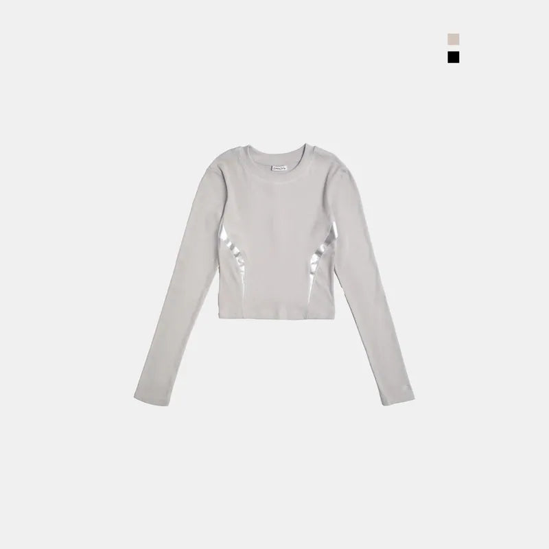 SIMONMADE GC-2515 Glossy Baby 漆皮 剪接 薄長袖