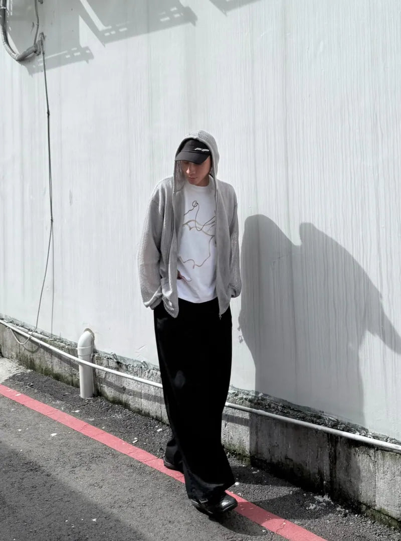 SIMON MADE OW-2501 薄針織 麻花 條紋 連帽 外套