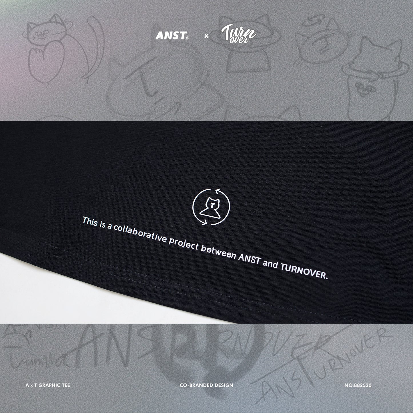 ANST × TURNOVER A x T Graphic Tee/黑色 ATE.02
