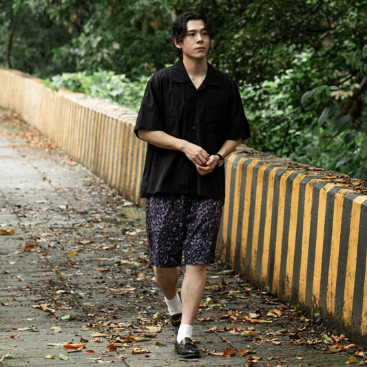 QUEST Leopard Print Shorts 涼感紫色豹紋短褲 套裝