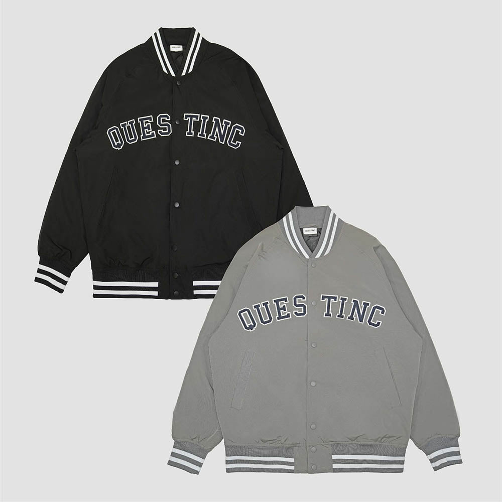 【QUEST】COLLEGE LOGO BASEBALL JACKET - 大學字體棒球外套