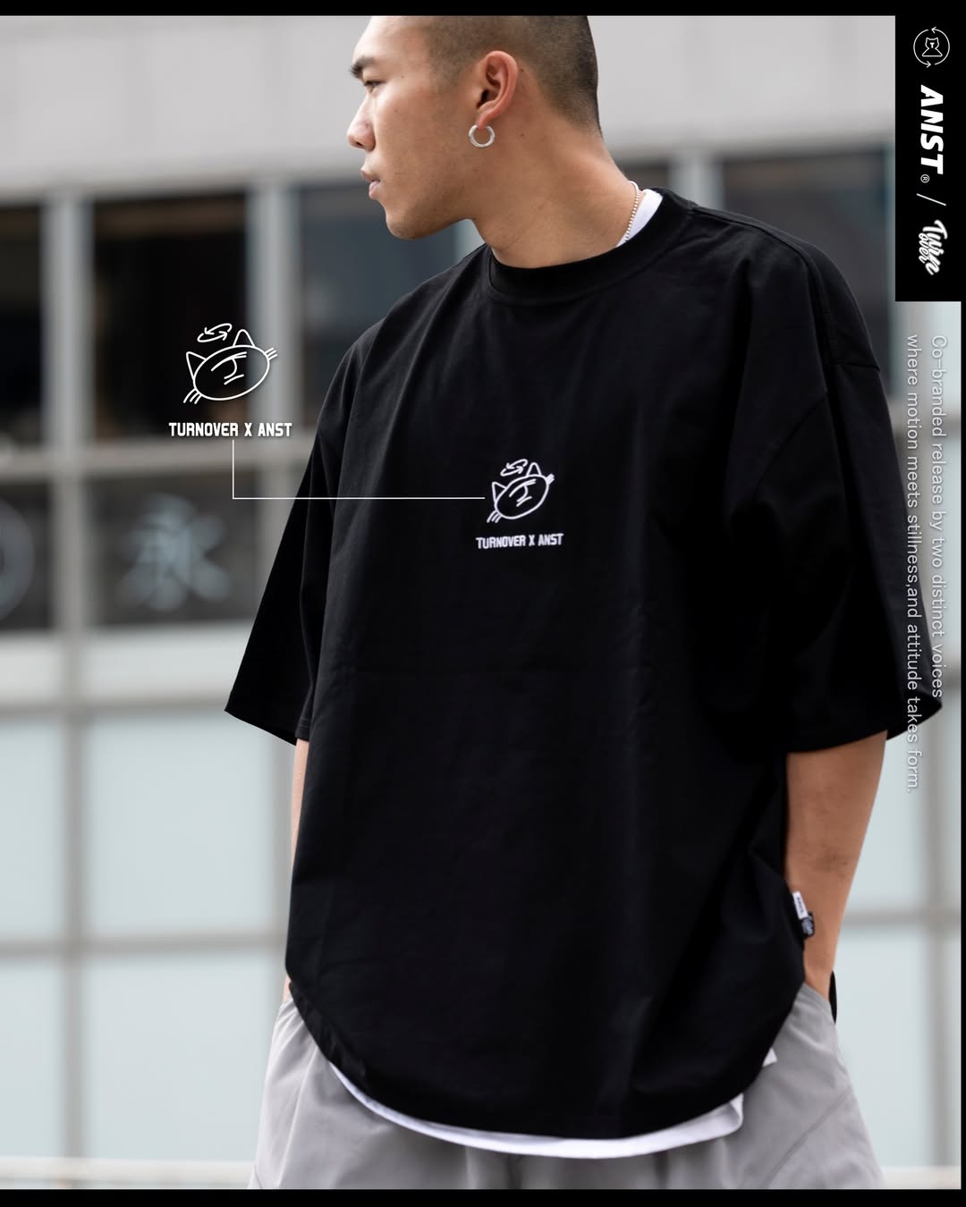 ANST × TURNOVER A x T Graphic Tee/黑色 ATE.02