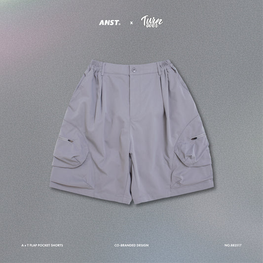 ANST × TURNOVER A x T Flap Pocket Shorts/淺灰