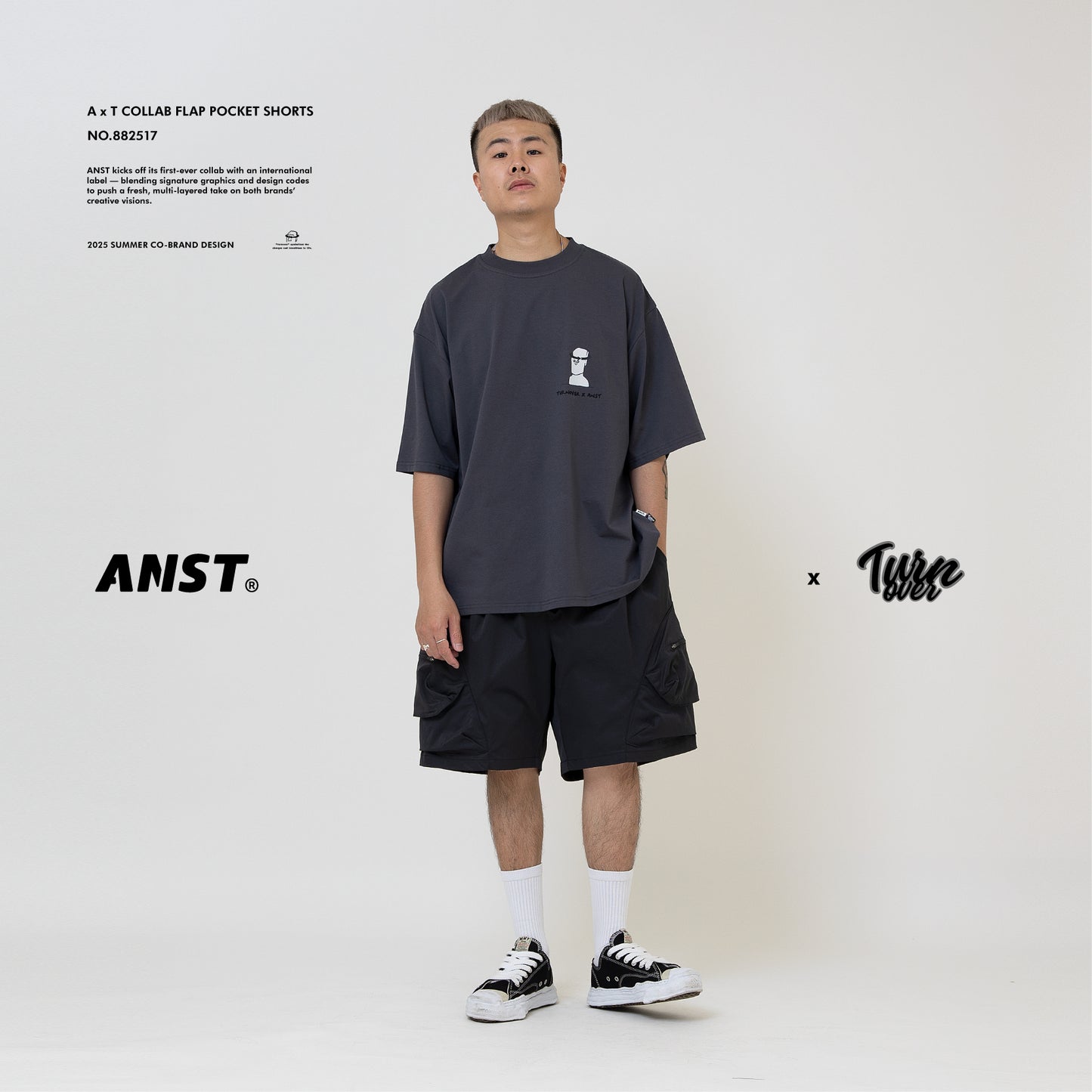 ANST × TURNOVER A x T Flap Pocket Shorts/黑色