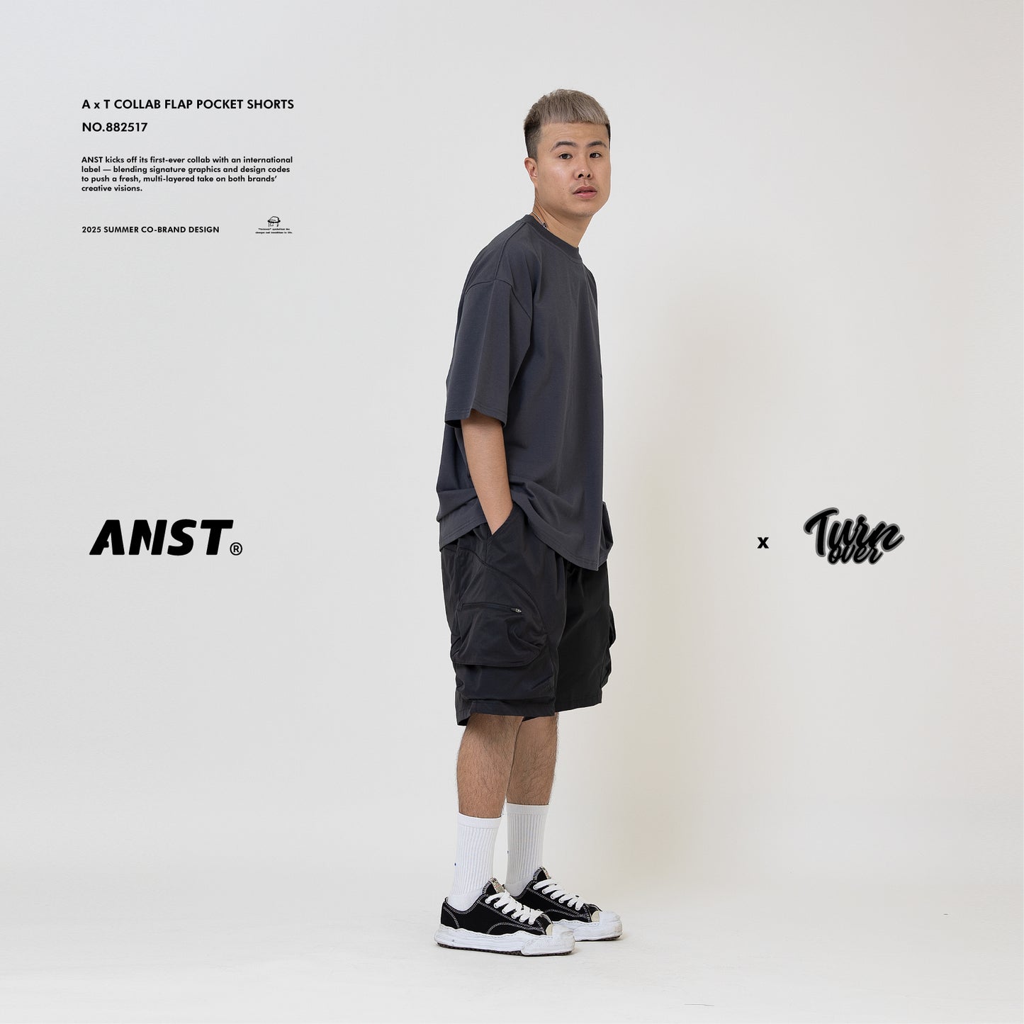 ANST × TURNOVER A x T Flap Pocket Shorts/黑色