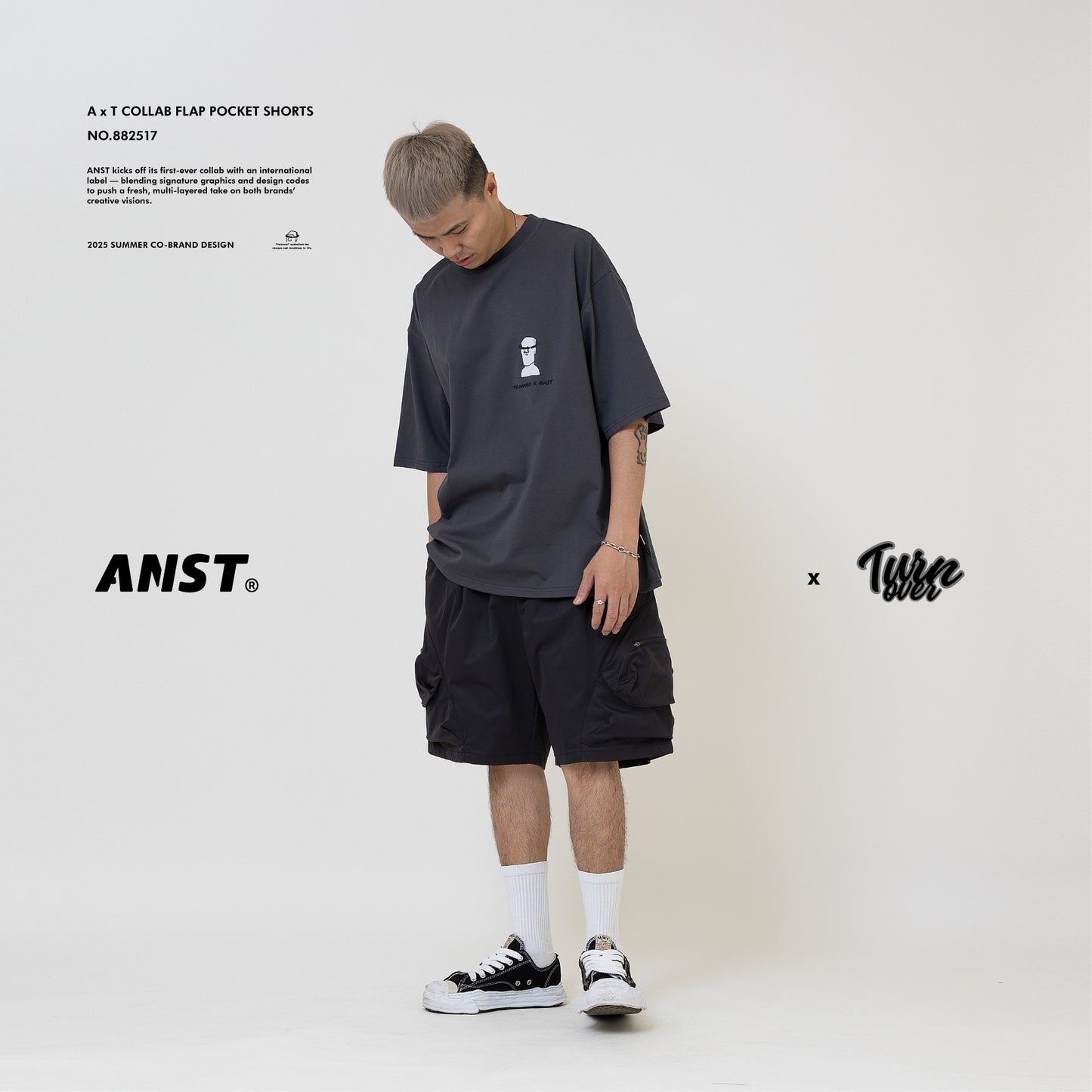 ANST × TURNOVER A x T Flap Pocket Shorts/黑色