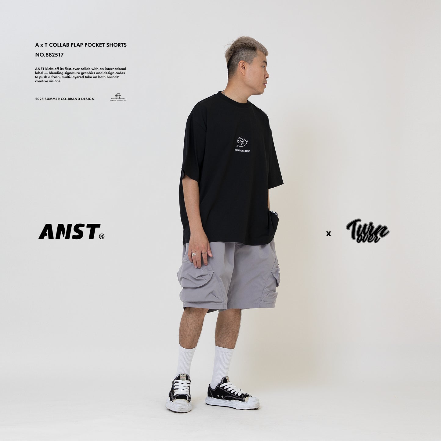 ANST × TURNOVER A x T Flap Pocket Shorts/淺灰
