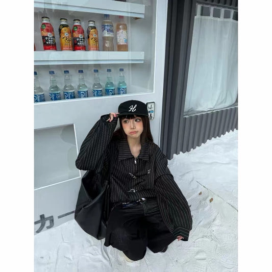 DCM 條紋 流星 短版 消防扣 防風 飛機扣 外套 DCM-L51