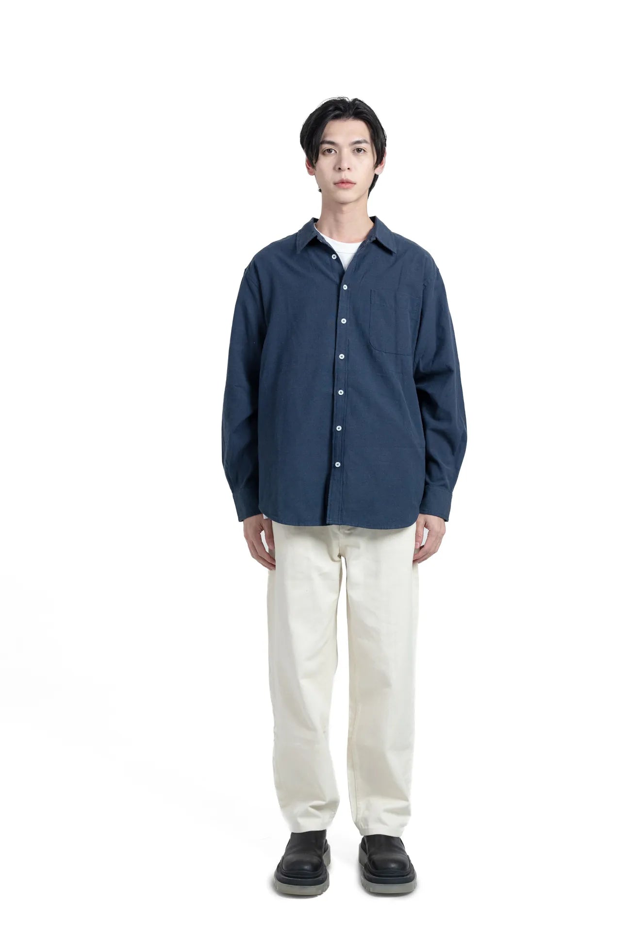 SIMON MADE TL-012 牛津 口袋 寬鬆 長袖 襯衫