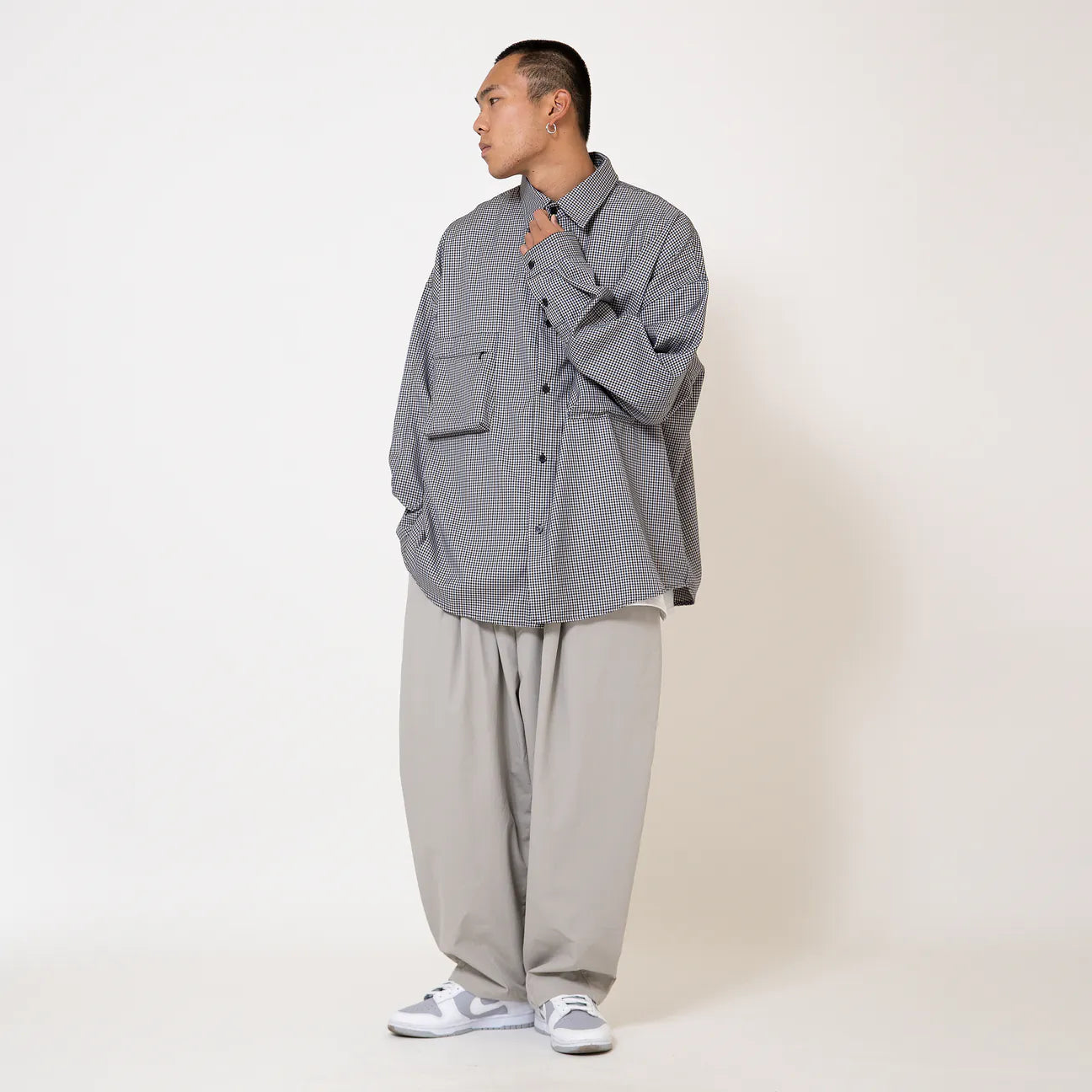 ANST 刺繡細格長袖襯衫 882436