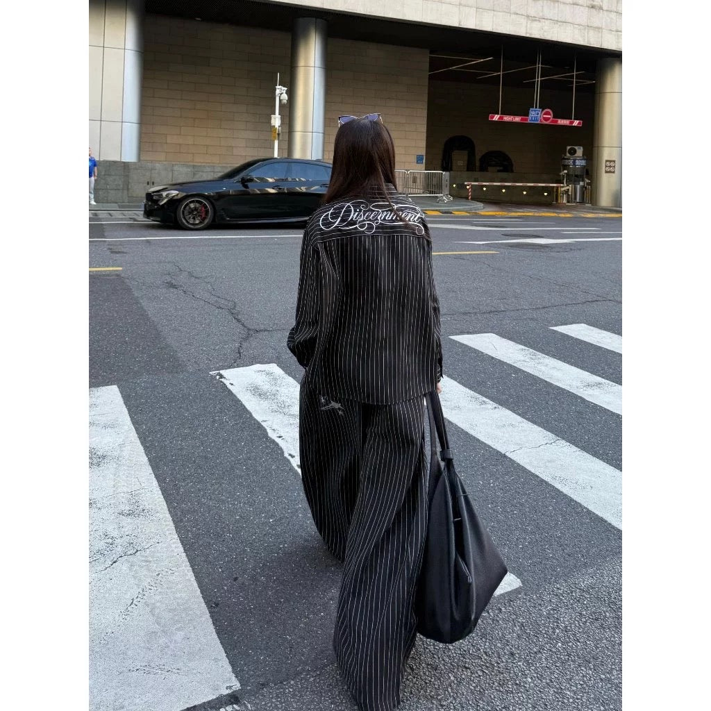 DCM 條紋 襯衫 刺繡 草寫字體 老錢風 DCM-M36